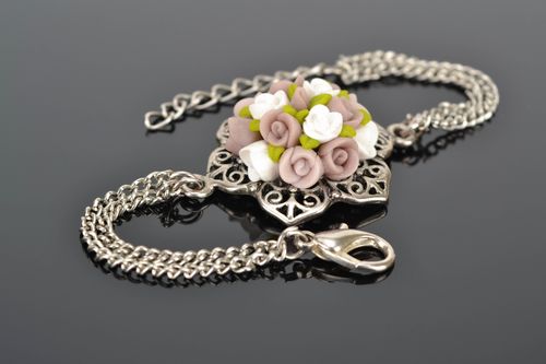 Polymer clay flower bracelet - MADEheart.com