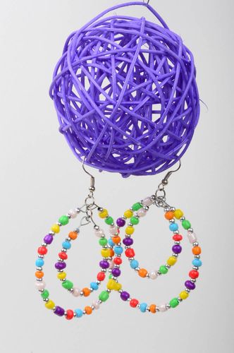 Handmade earrings designer accessory unusual jewelry beaded earrings for girl - MADEheart.com