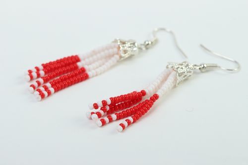 Stylish handmade beaded earrings woven bead earrings costume jewelry designs - MADEheart.com