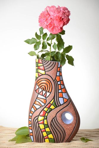 60 oz ceramic 11 inches tall flower décor vase in bright colors 3 lb - MADEheart.com