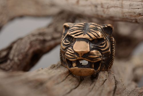 Anel de bronze Cabeça de tigre - MADEheart.com