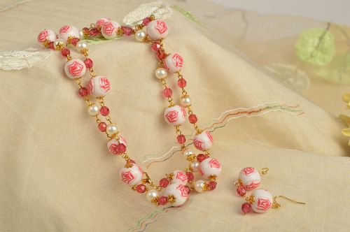 Schmuck Set handgefertigt Collier Halskette Ohrringe Ohrhänger ausgefallen - MADEheart.com