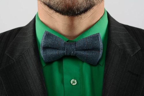 Gray tweed bow tie  - MADEheart.com