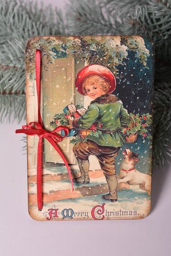 Postal hechas a mano regalo original tarjeta navideña en estilo vintage - MADEheart.com