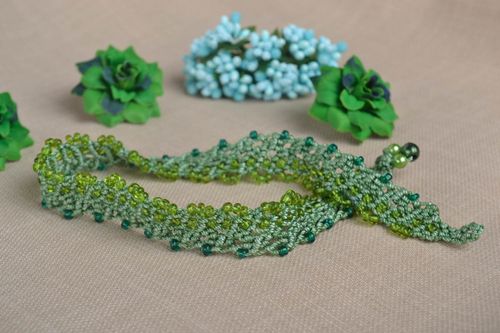 Schmuck Kette handmade Designer Schmuck Kette aus Stoff Frauen Accessoire grün - MADEheart.com