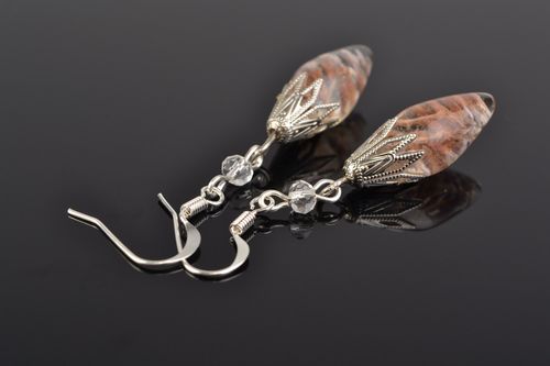 Beautiful womens handmade dangle earrings with real flowers coated with epoxy - MADEheart.com