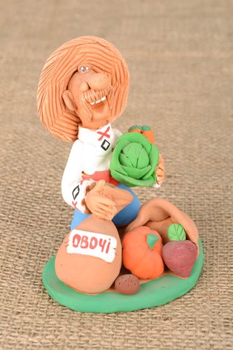 Clay figurine Cossack with Vegetables - MADEheart.com