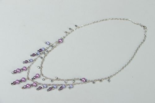 Handmade glass bead necklace Pearl - MADEheart.com