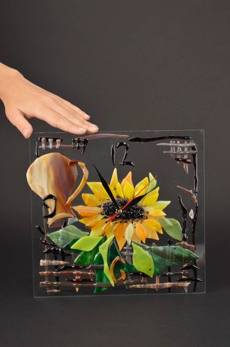 Необычный подарок ручной работы настенные часы прямоугольные стеклянные часы - MADEheart.com