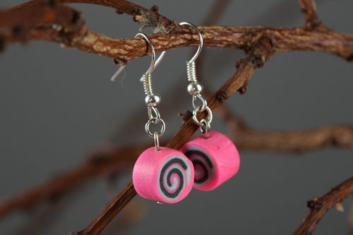 Handmade beautiful earrings pink fashionable earrings designer accessory - MADEheart.com