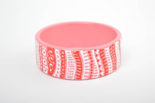 Pink painted bracelet handmade wrist bracelet wooden accessories women jewelry  - MADEheart.com