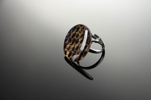 Ring made of epoxy and costume jewelry alloy Snake leather - MADEheart.com