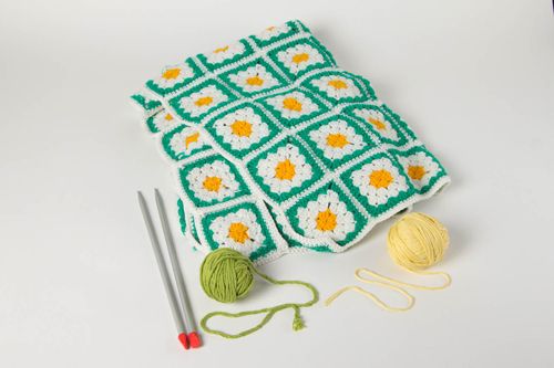 Knitted plaid designer blanket handmade home decor present for mothers - MADEheart.com