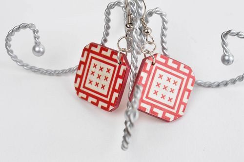 Stylish handmade wooden earrings contemporary jewelry fashion accessories - MADEheart.com