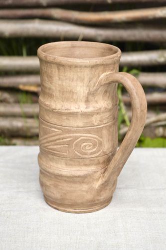 Unusual handmade ceramic beer mug pottery works table setting kitchen supplies - MADEheart.com