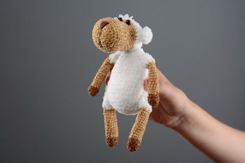 Toy, made of fantasy yarn White lamb - MADEheart.com