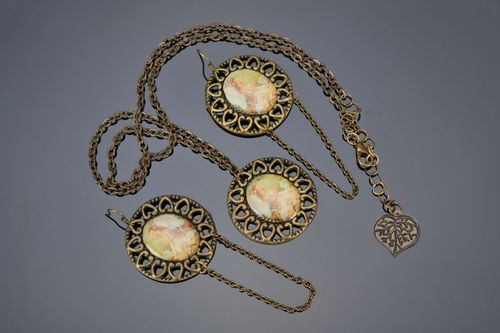 Brincos e pingente feitos à mão  - MADEheart.com