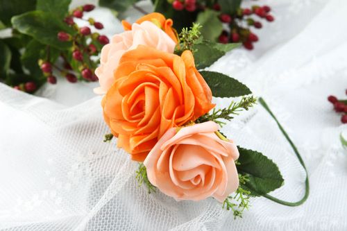 Handmade hair accessory unusual hair band designer orange hair band for ladies - MADEheart.com