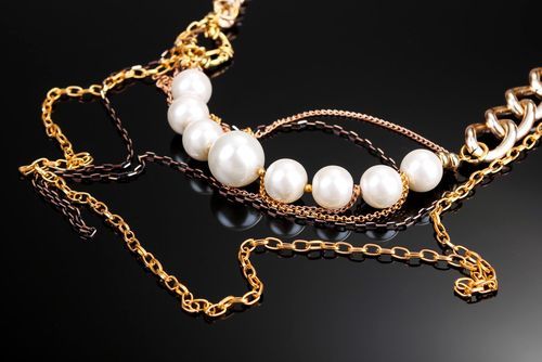 Necklace with ceramic pearls, handmade - MADEheart.com