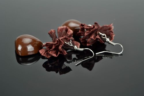 Polymer clay earrings Hazelnut in Chocolate - MADEheart.com