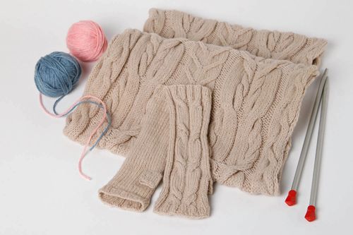 Bufanda snood hecha a mano accesorios para mujeres guantes sin dedos claros - MADEheart.com