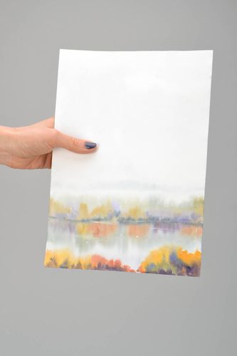 Aquarell Gemälde Herbstlandschaft - MADEheart.com