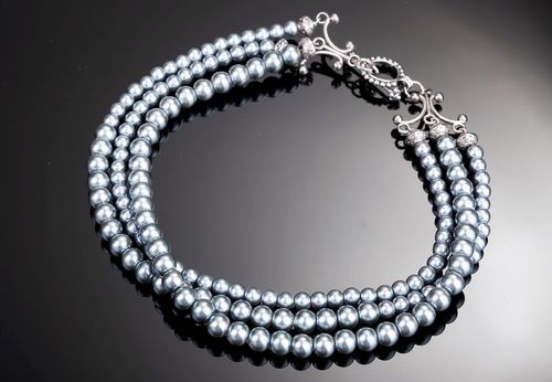 Ceramic pearl necklace, handmade - MADEheart.com