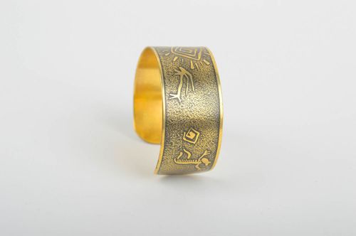 Handmade designer wide bracelet unusual metal accessory wrist bracelet - MADEheart.com