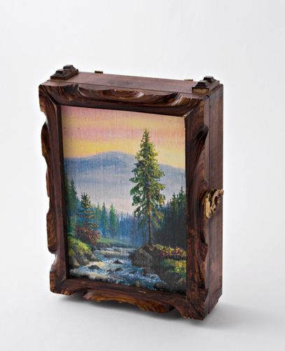 Wooden wall key holder with painting - MADEheart.com