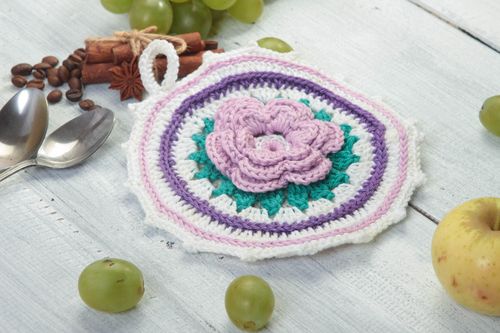 Unusual handmade pot holder homemade crochet potholder home goods gift ideas - MADEheart.com