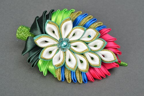 Kanzashi rep ribbon hair clip - MADEheart.com