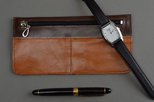 Small handmade genuine leather wallet unusual leather purse gift ideas - MADEheart.com