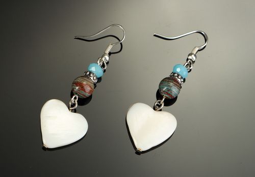Clips with jasper, mother-of-pearl and crystal - MADEheart.com