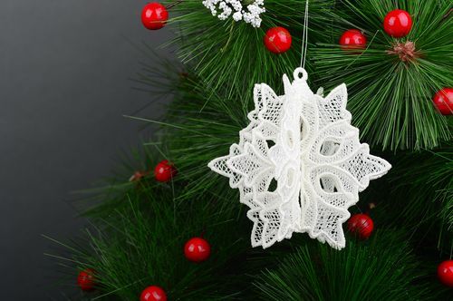 Snowflake Christmas toy lace toy openwork Christmas toy decorative use only - MADEheart.com
