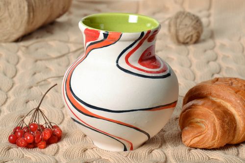 30 oz ceramic milk pitcher without lid and no handle in white color with pattern 1,4 lb - MADEheart.com