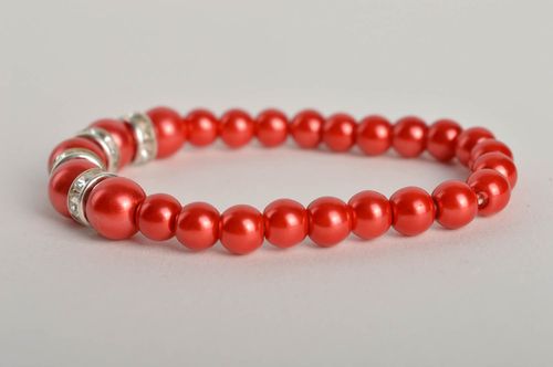 Handmade thin red bracelet unusual designer accessory beaded bracelet gift - MADEheart.com
