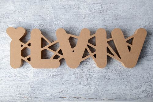 Mot décoratif en bois à peindre fait main pour loisirs créatifs I Love Lviv - MADEheart.com