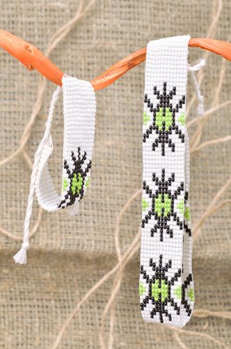 Set de bijoux en perles de rocaille bracelet collier blanc fait main réglable - MADEheart.com