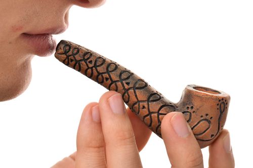 Pipa de barro hecha a mano accesorio para fumador regalo para hombre original - MADEheart.com