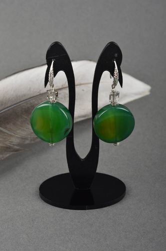 Agate earrings handcrafted green agate accessory elegant idea for woman gift - MADEheart.com