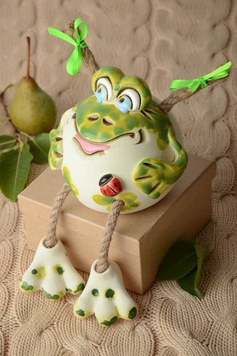Lustige Spardose handgemachte Keramik Ton Deko Geschenk für Kinder Frosch bunt - MADEheart.com