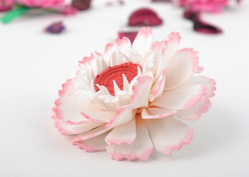Beautiful homemade textile flower hair clip foamiran flower barrette gift ideas - MADEheart.com