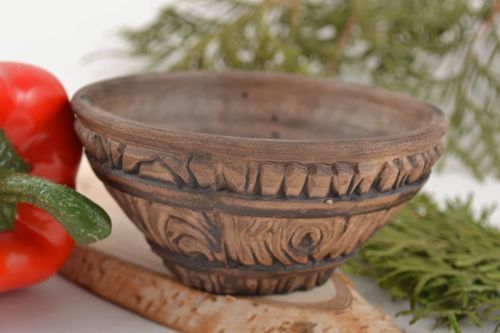 Clay bowl 100 ml in Bondarsky style handmade designer beautiful kitchen pottery - MADEheart.com