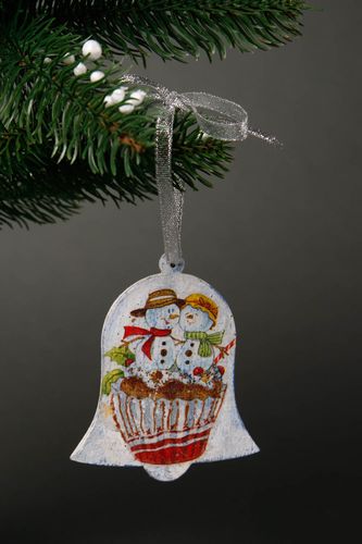 Cloche de Noël faite main Décoration du sapin serviettage Décoration Nouvel An - MADEheart.com