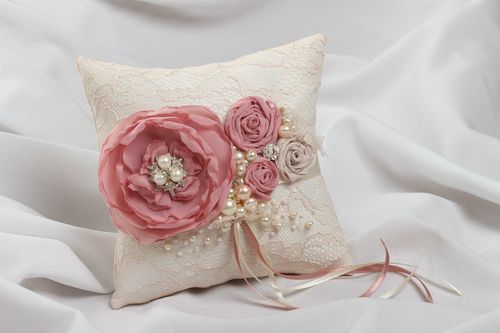 Unusual handmade ring bearer pillow ring holder wedding ring pillow design - MADEheart.com
