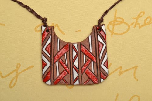 Painted ceramic pendant in ethnic style - MADEheart.com