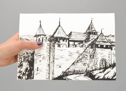 Ink drawing Castle - MADEheart.com