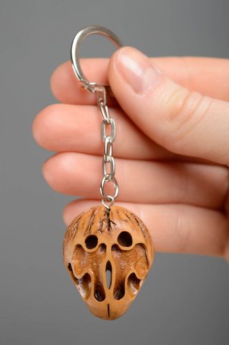 Unusual design handmade walnut keychain - MADEheart.com