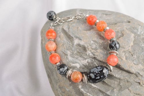 Bracelet en pierres naturelles Bijou fait main agate obsidienne Cadeau femme  - MADEheart.com