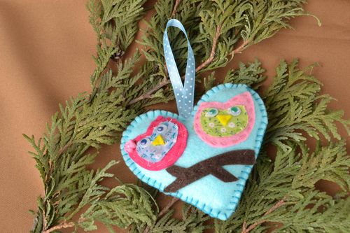 Herz Anhänger aus Stoff blau - MADEheart.com